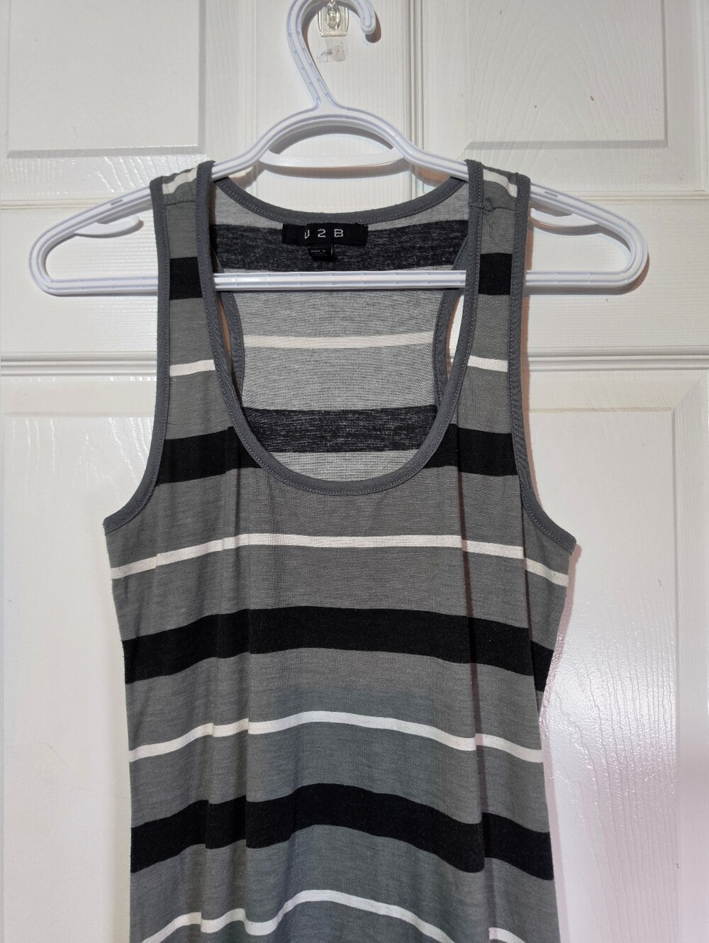 Striped Racerback High-Low Dress - Gray/Black - Picture 3 of 8